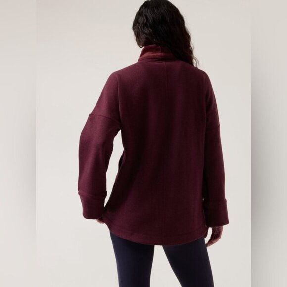 ATHLETA COZY KARMA FUNNEL NECK SWEATSHIRT Spiced Cabernet Heather Size XXS - Picture 2 of 9